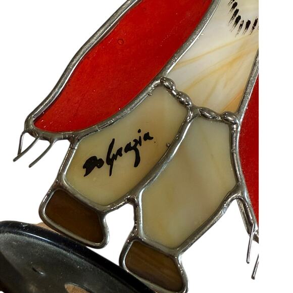 Vintage Ted De Grazia Native American Stained Glass Candle Holder Sun Catcher - Picture 5 of 8